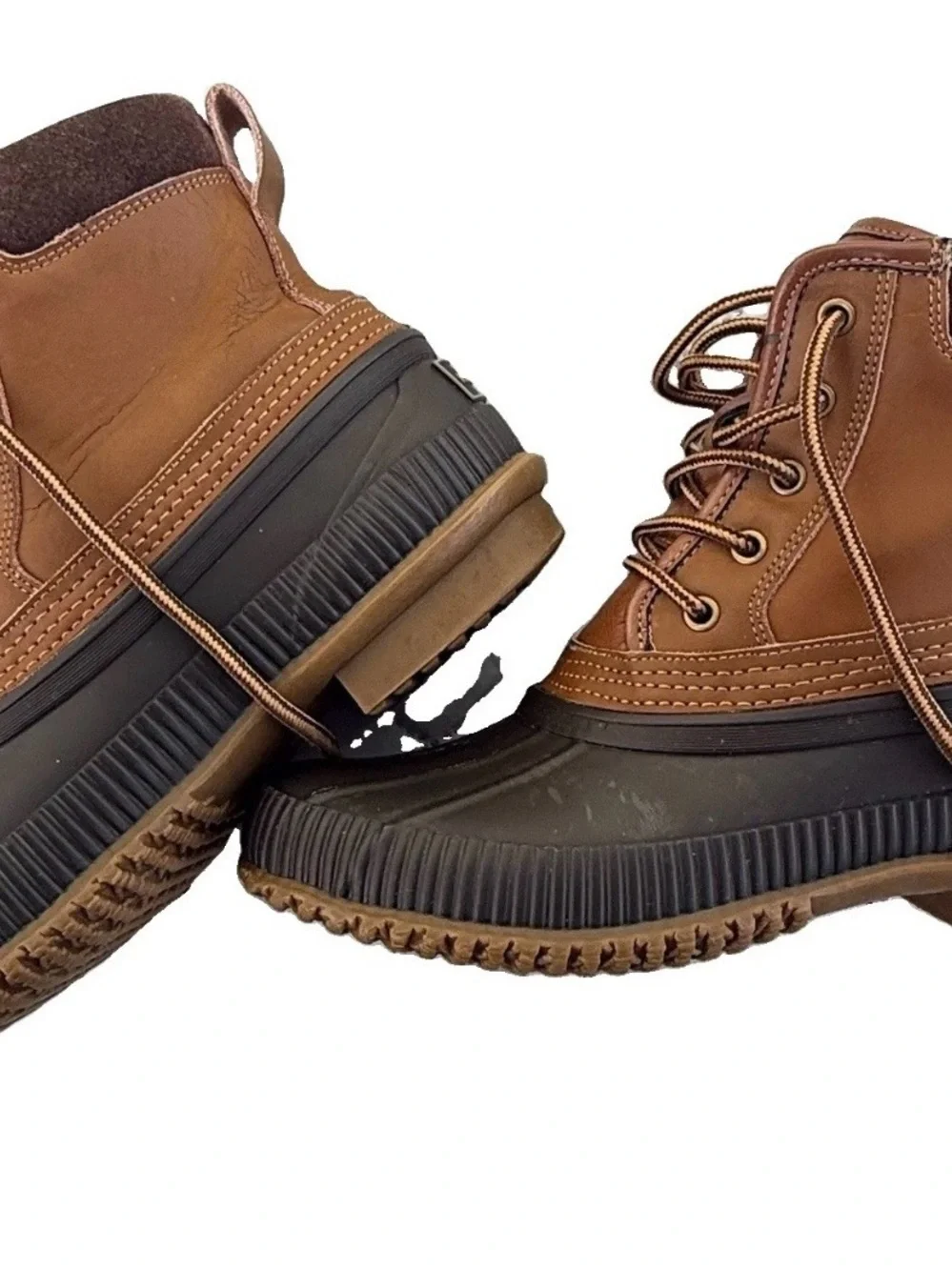 Men’s Tommy Hilfiger Brown Leather & Black Duck Boots sz 8